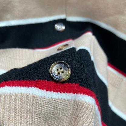 BUR New Striped Wool-Blend Ribbed Cardigan