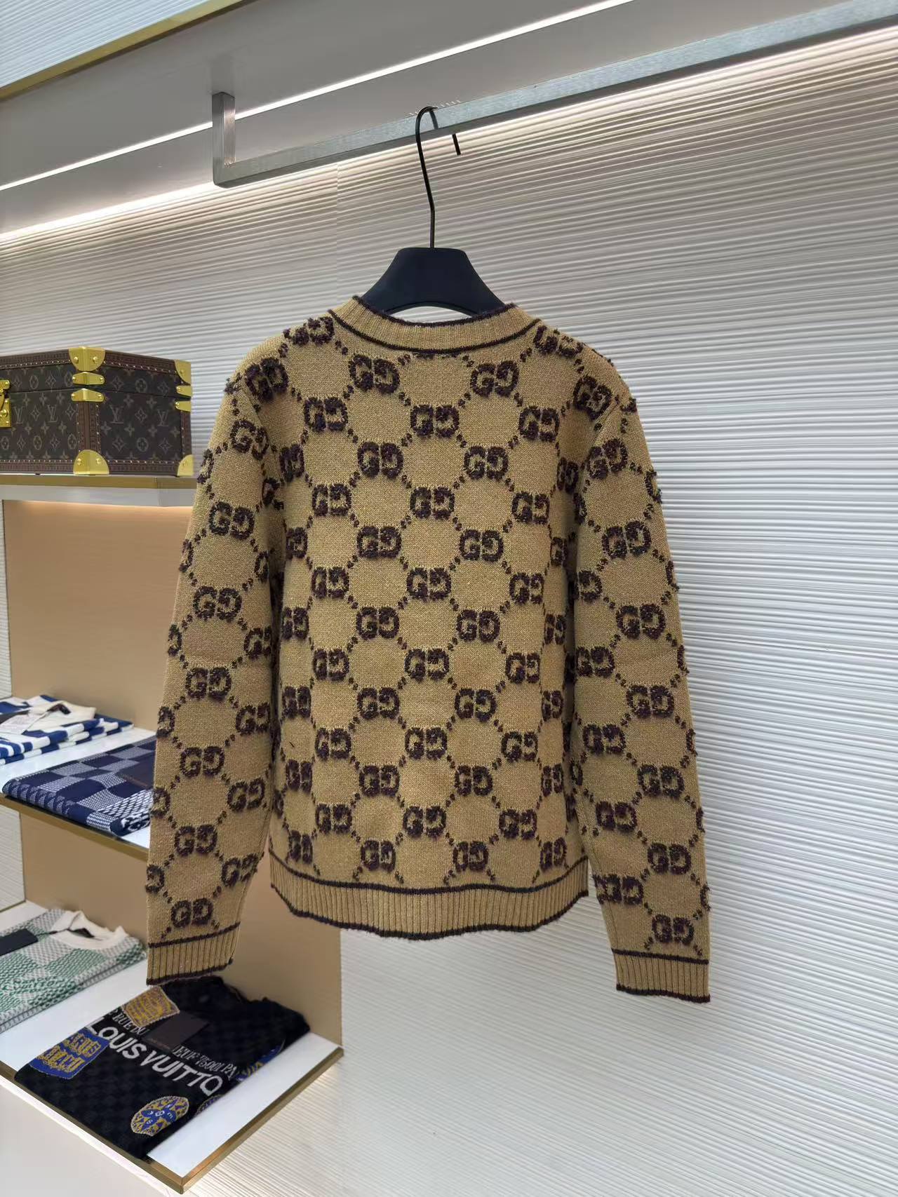 GG Round neck double G letter thick wool cardigan