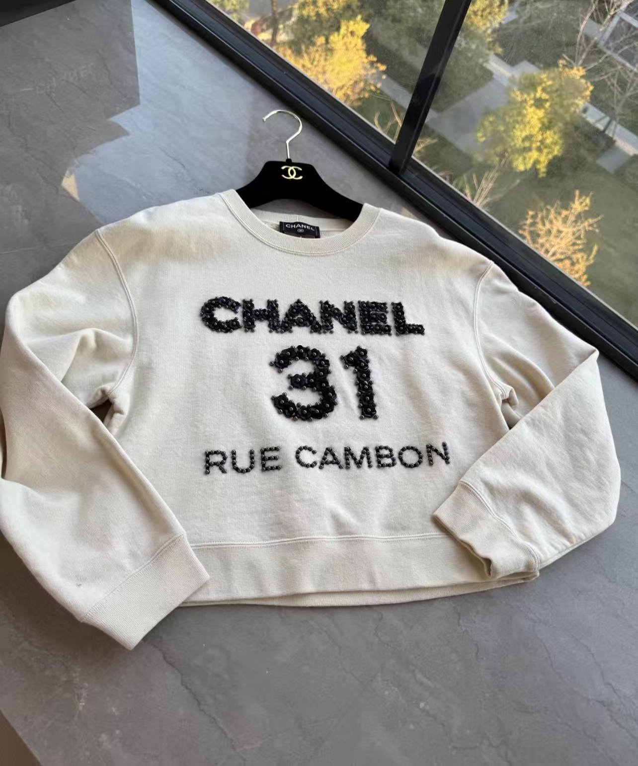 CC Flower letter nail bead hoodie