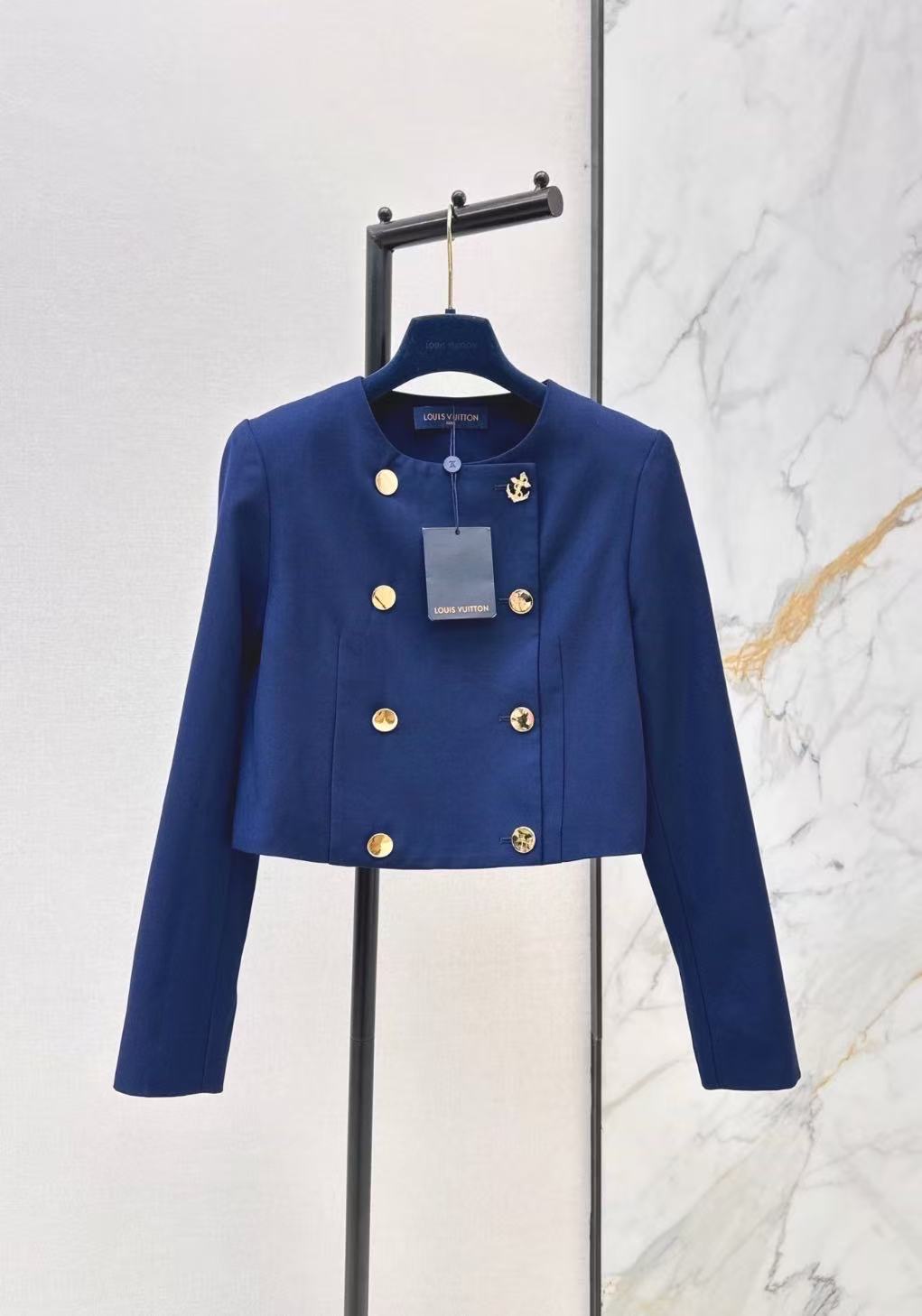LU Double-Breasted Cropped Nautical Jacket