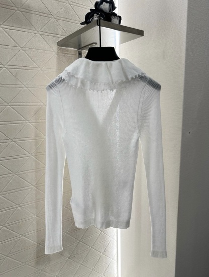 DIA 2025SS Detachable lotus collar knitted cardigan