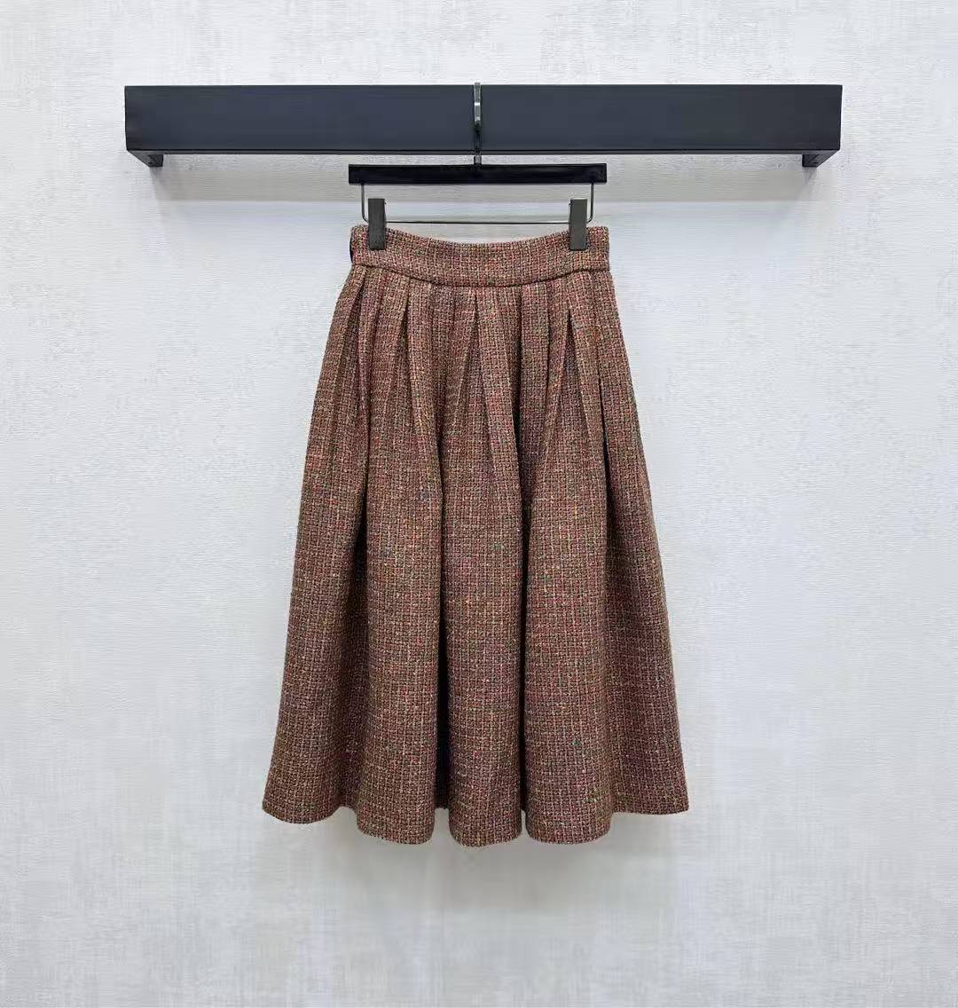 CC 25SS Vintage woolen high waisted pleated skirt