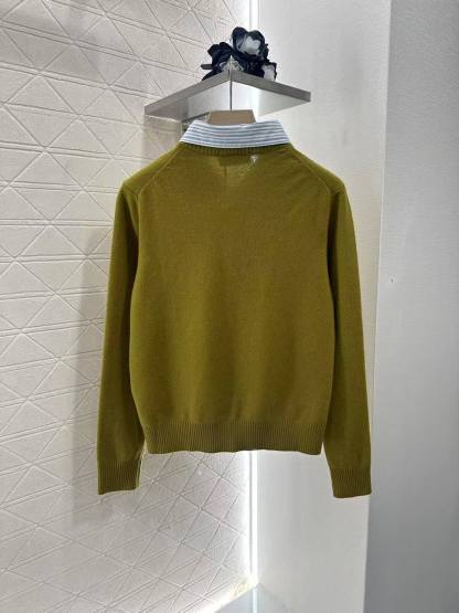 MM 2025SS Color blocking fake 2-piece knitted cardigan