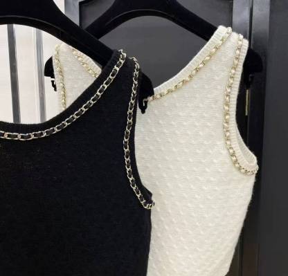 CC Black chain knitted short vest