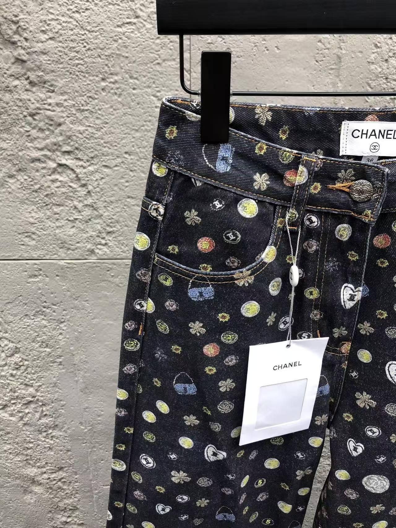 CC 2025SS 3D printed color patterned straight leg jeans