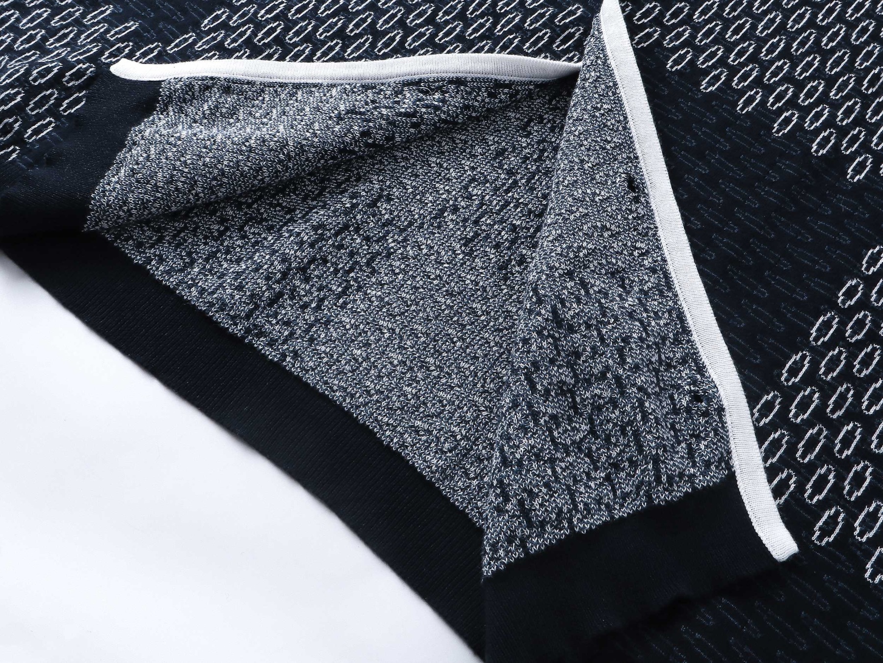 1V Blue grid knitted short sleeved shirt