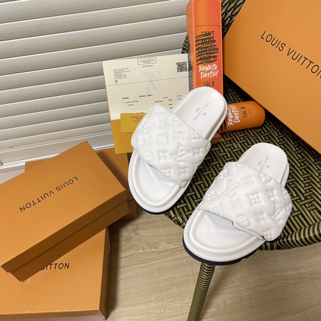 LU Monogram Padded Platform Slides