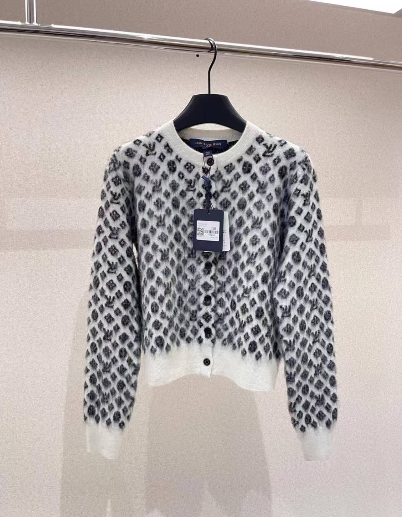 1V 25SS Full printed logo mohair cardigan