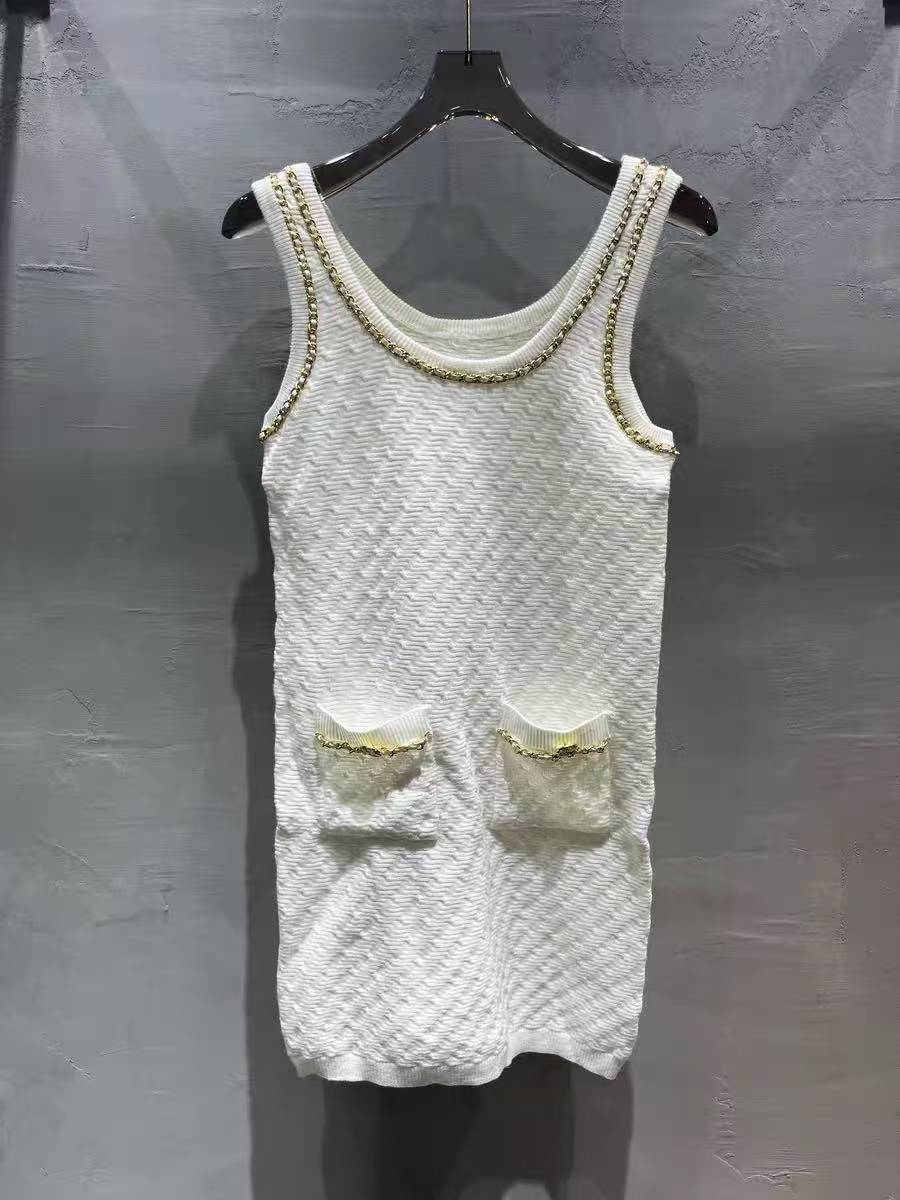 CC Black gold leather chain dress