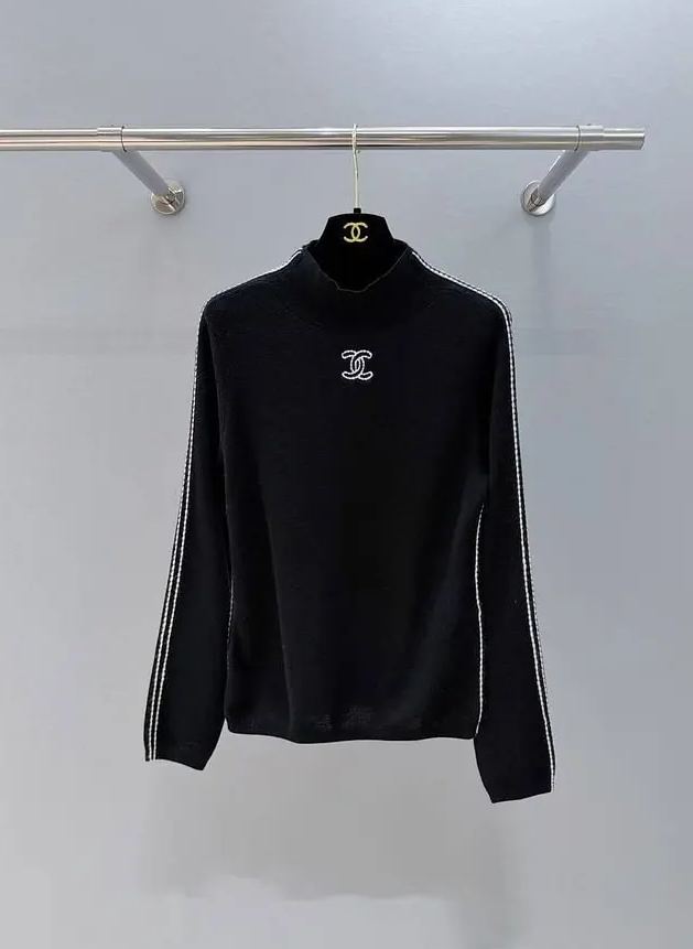 CC 25SS Double C-line high neck knitted sweater