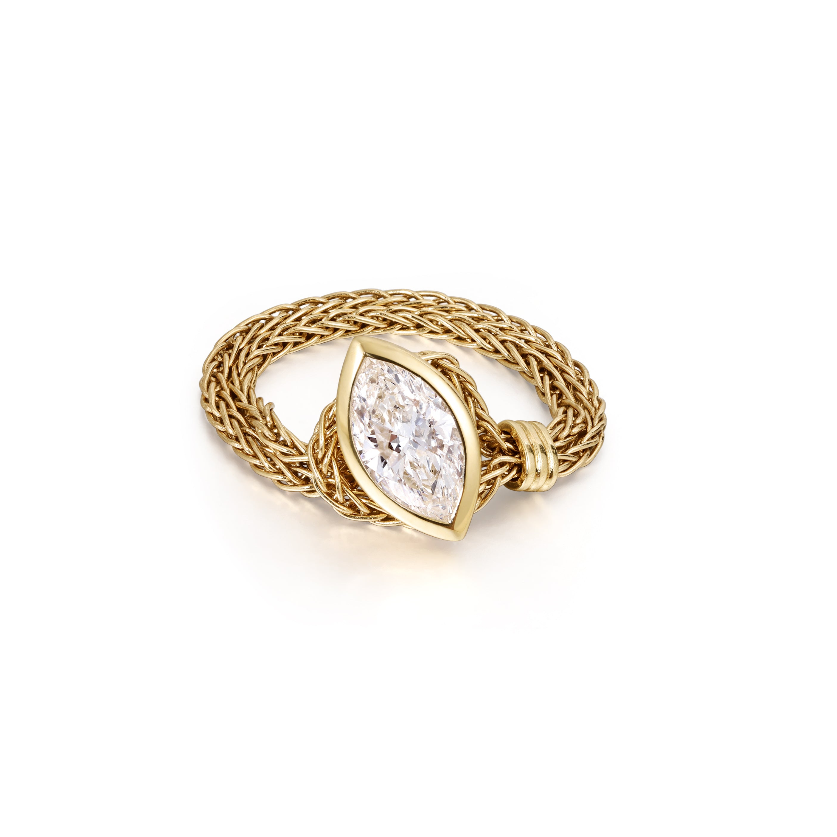Modern Antique Full Bezel Marquise Diamond Chain Ring