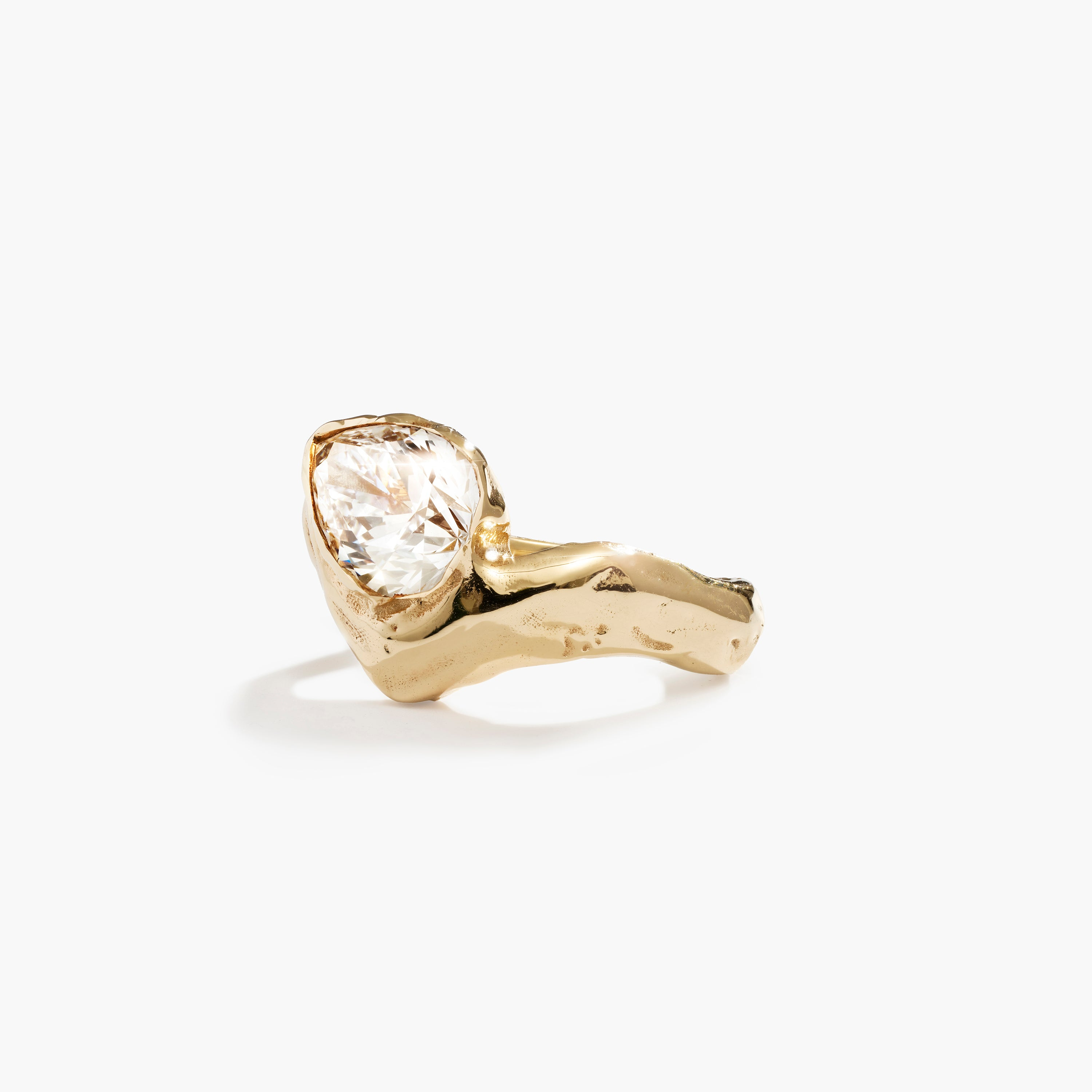 Raw-Refined: Torqued Pear-Cut Diamond Stacking Ring Set