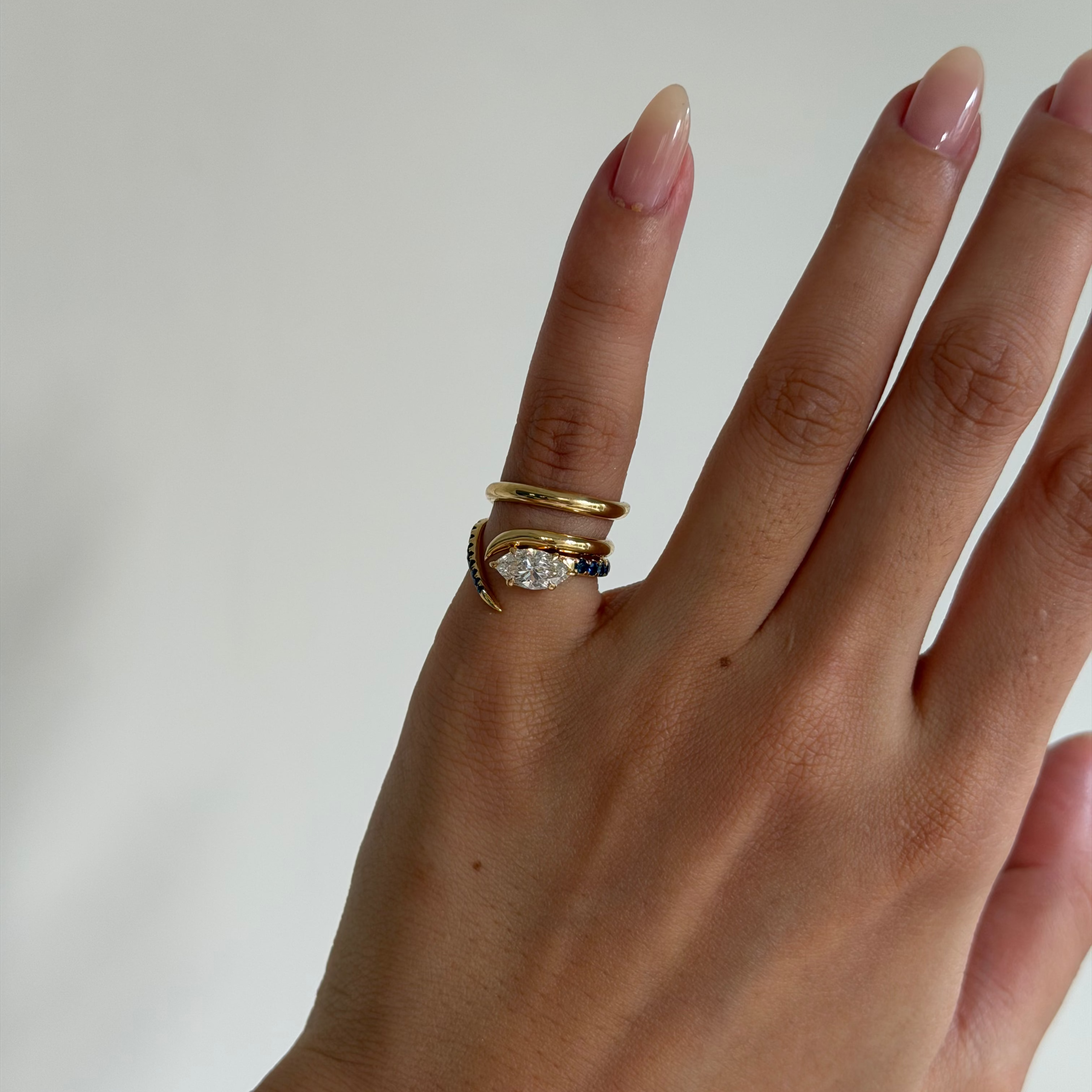[Copy]Modern Antique Full Bezel Marquise Diamond Chain Ring