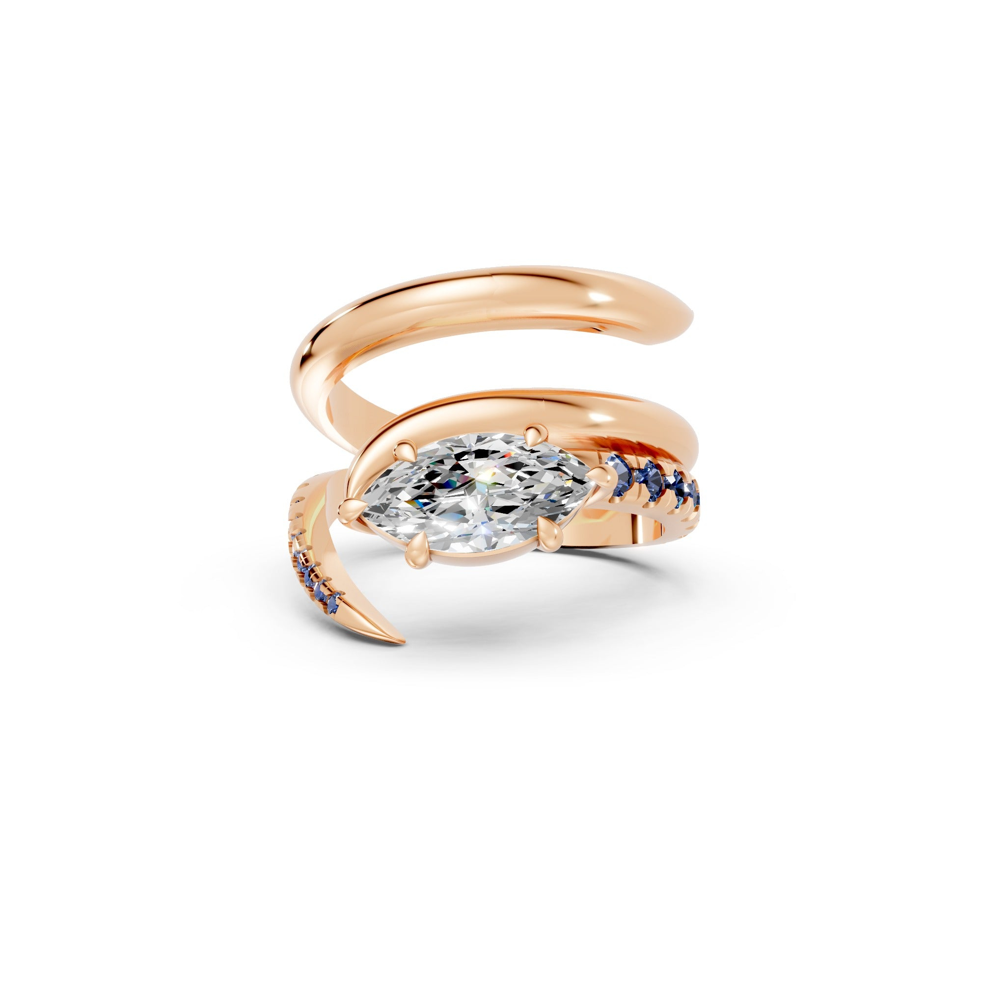 [Copy]Modern Antique Full Bezel Marquise Diamond Chain Ring