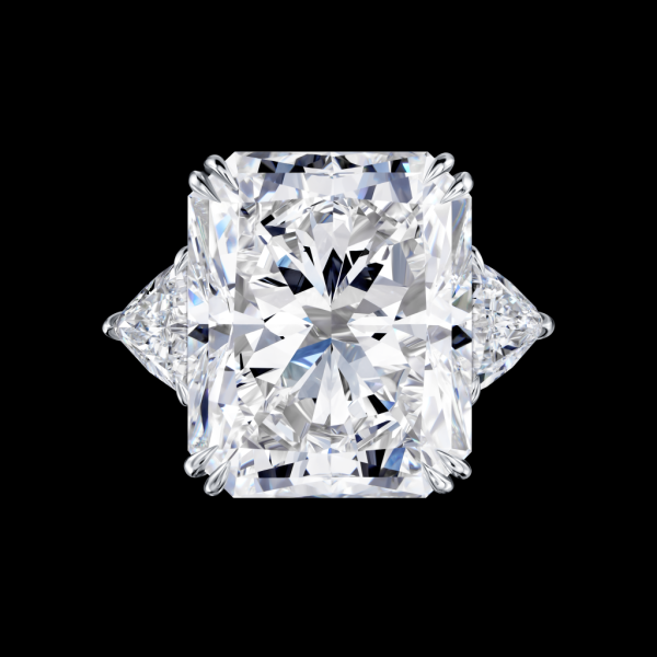 S925 Moissanite 7ct Three-stone Radiant Cut Engagement Ring - Fierylee Made