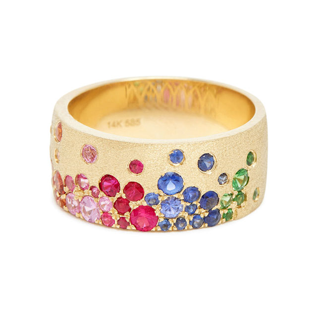 1.34ct Round Cut Rainbow Sapphire Eternity Ring