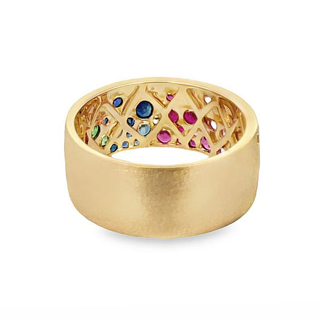 1.34ct Round Cut Rainbow Sapphire Eternity Ring