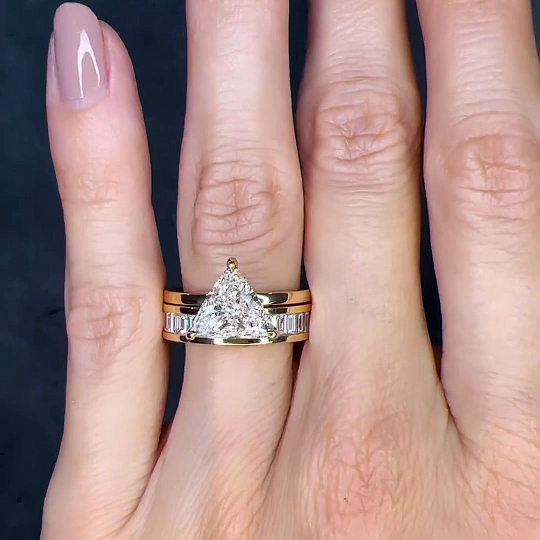 4.15 ct Triangle Cut White Sapphire Wedding Set
