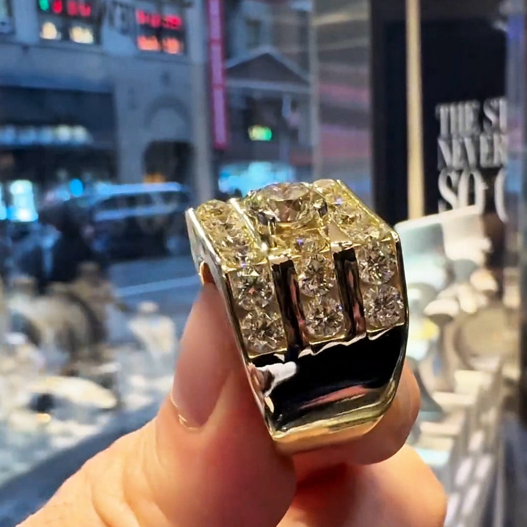 8.0ctw Gold Gemstone Cocktail Wide Shank Ring