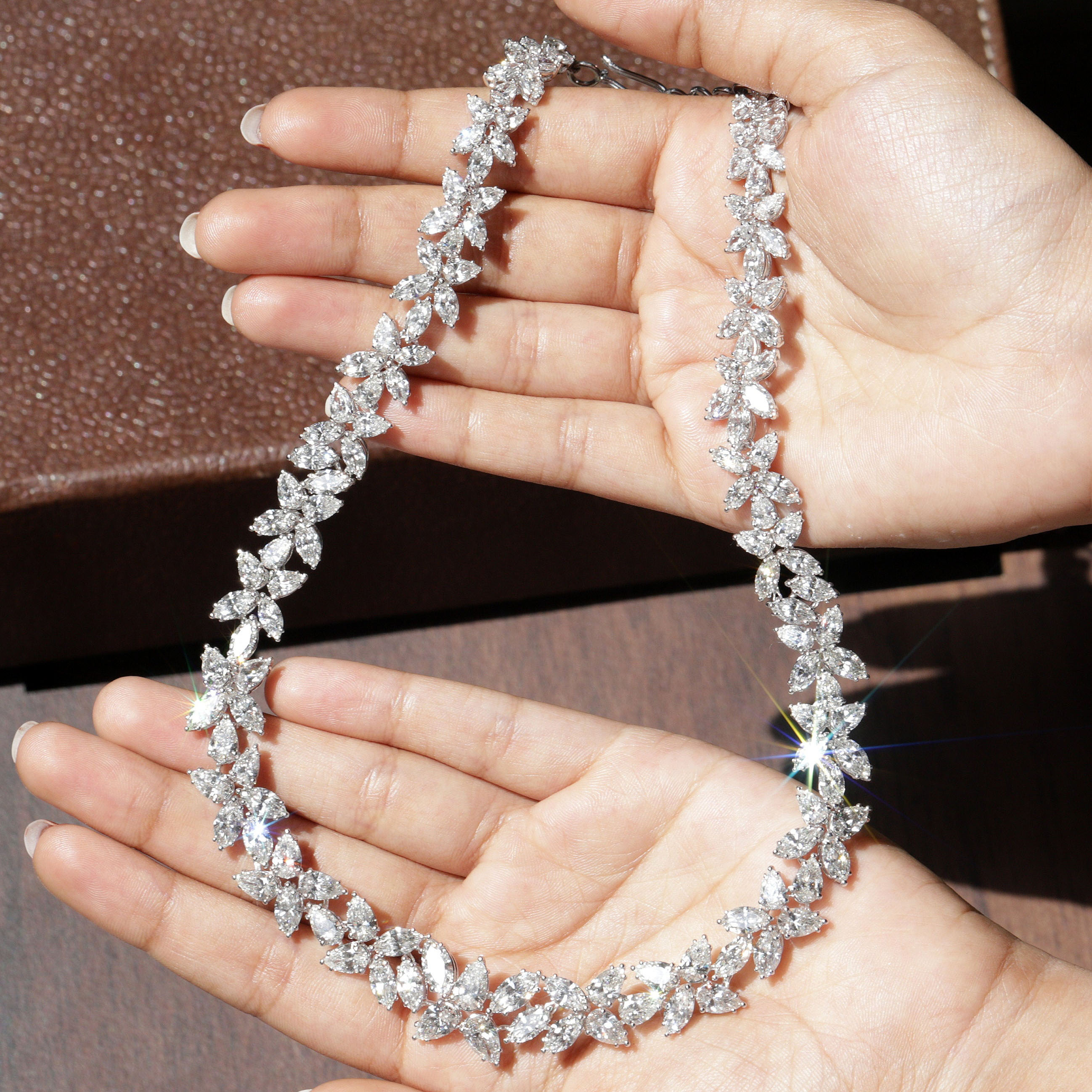 Marquise & Pear Cut White Sapphire Necklace