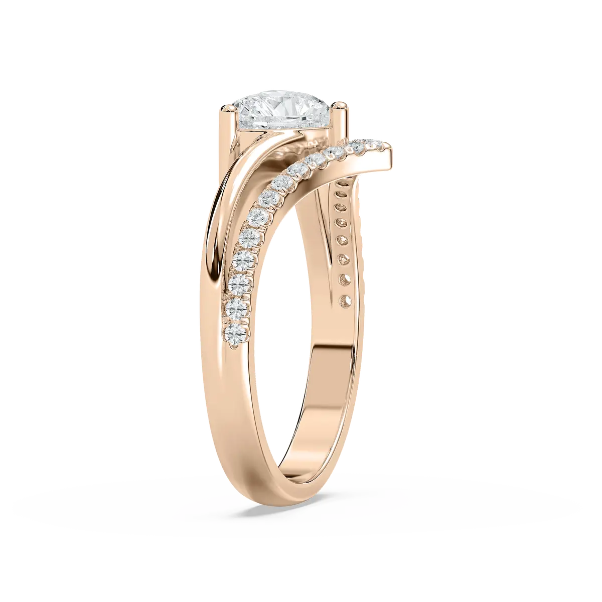 Heart Cut Diamond V Shape Engagement Ring