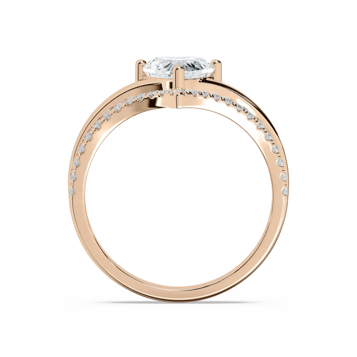 Heart Cut Diamond V Shape Engagement Ring