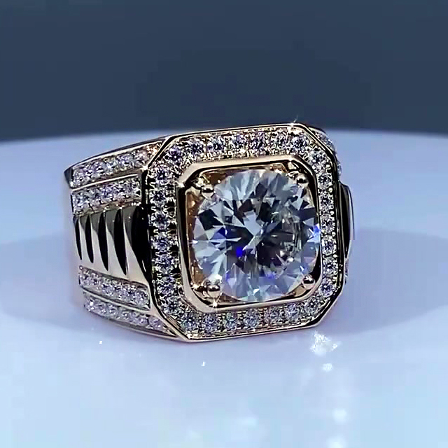 5ct Round Cut White Sapphire Men's Engagement Ring