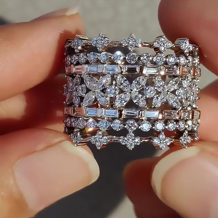 9.25ct Multi-Cut White Sapphire Wedding Band