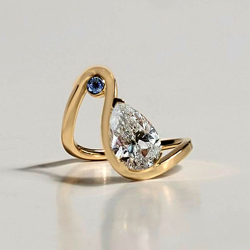 2ct Pear Cut White Sapphire Engagement Ring