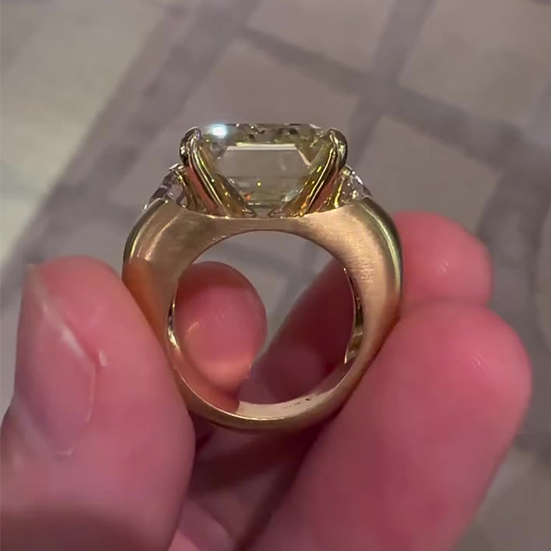 6ct Three-Stone Emerald Cut Yellow Sapphire Men's Ring