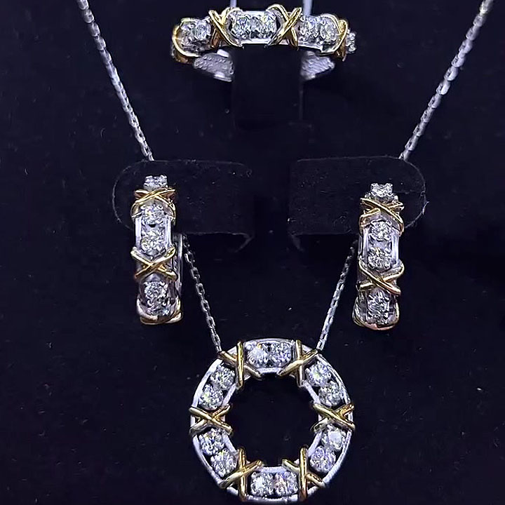 Luxury Silver Round Cut White Sapphire Set/3pcs