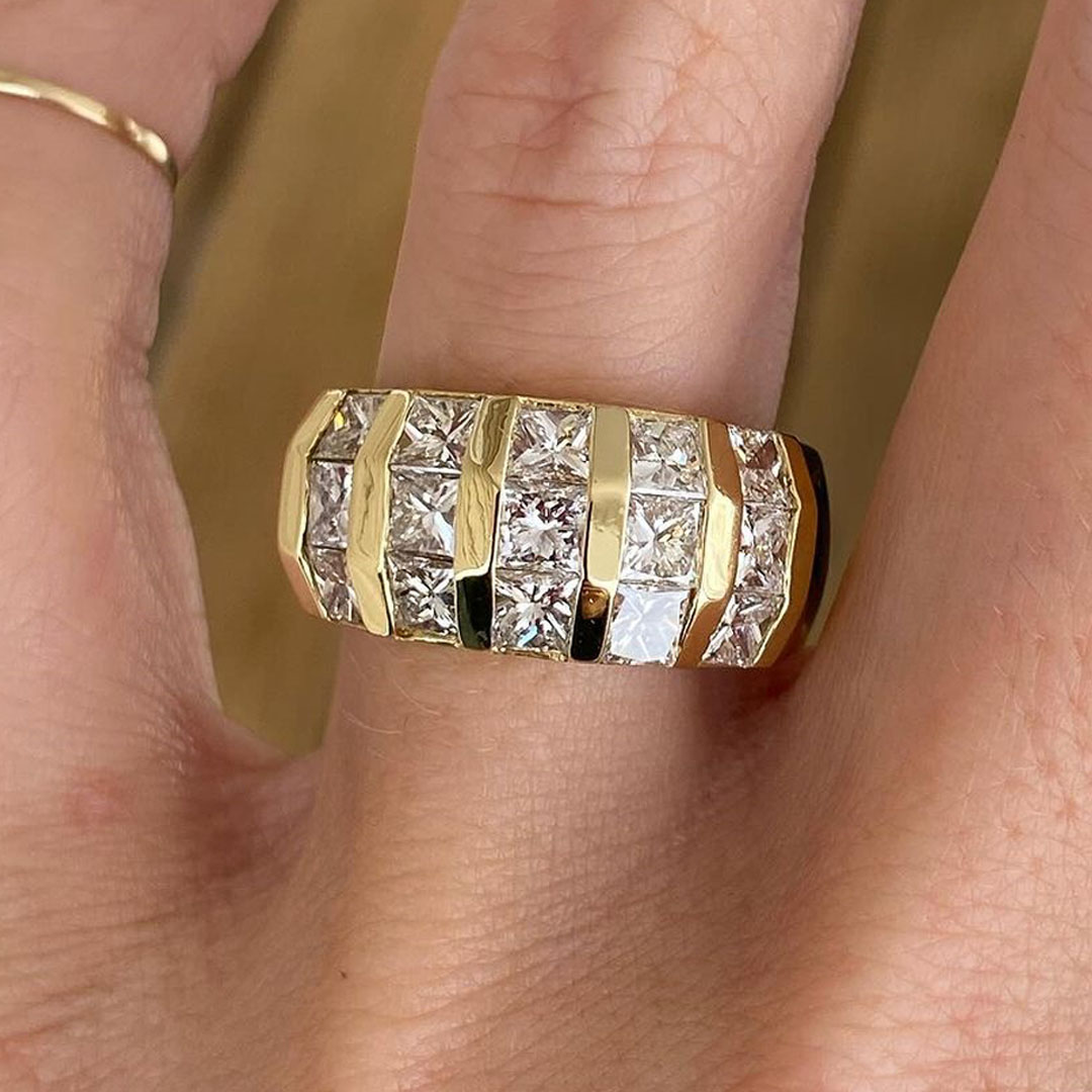 3.75ct Princess Cut White Sapphire Channel Setting Vintage Ring