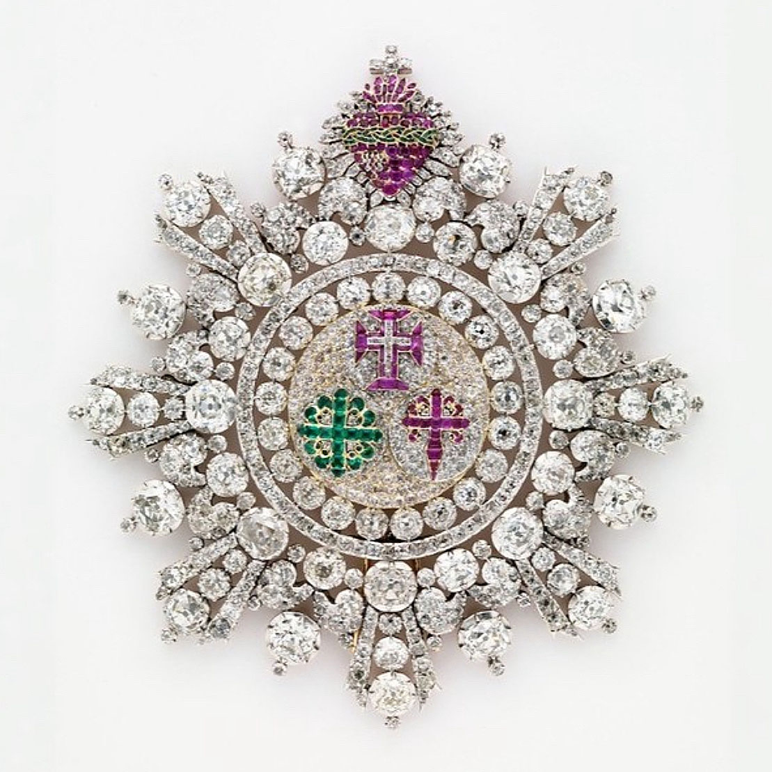 Art Deco Multi-Cut White Sapphire Brooch