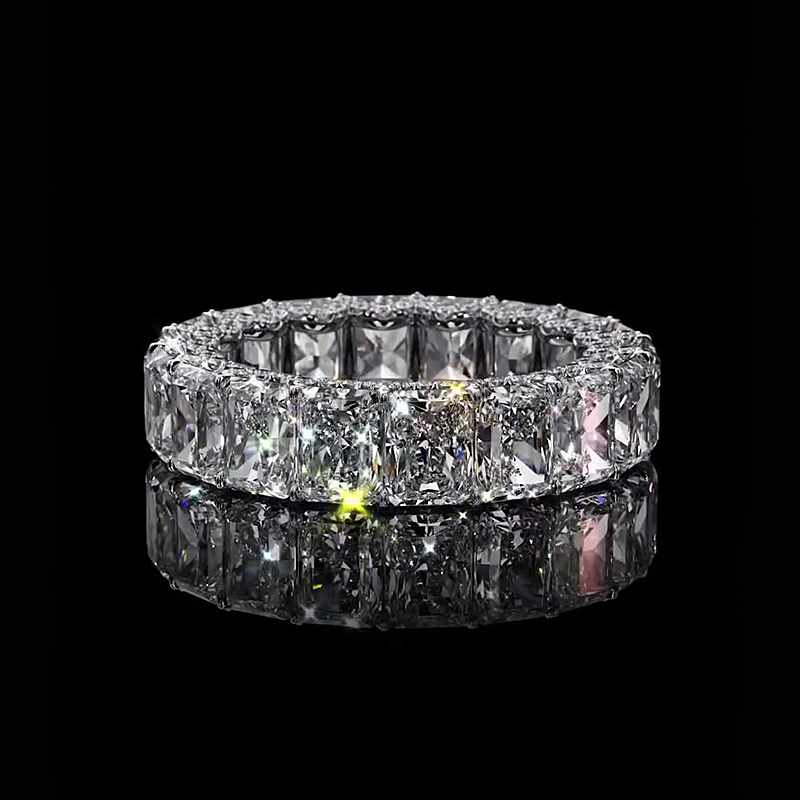 Radiant Cut Blue/Emerald/White/Yellow/Pink Sapphire Band Ring