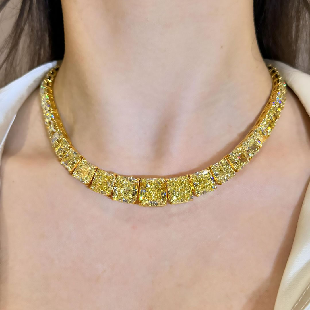 Radiant Cut Yellow Sapphire Choker Necklace
