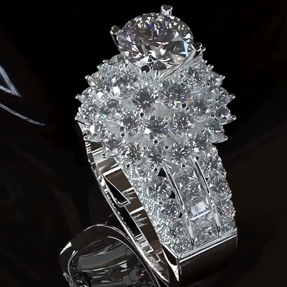 Deluxe 15ctw Round Cut White Gemstone Engagement Ring