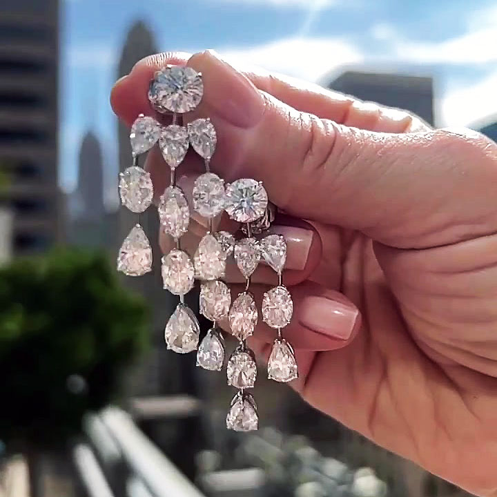 S925 Moissanite Pear Cut Dangle Earrings - Fierylee Made