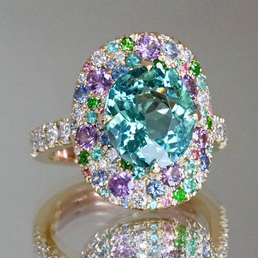 5ct Oval Cut Aquamarine Sapphire Cocktail Ring - Fierylee Made