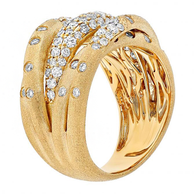 1.45ct Scattered Diamond Flush Set Multi Row Crossover Ring