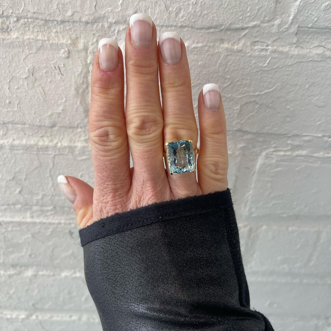 7ct Cushion Cut Aquamarine Sapphire Engagement Ring - Fierylee Made   