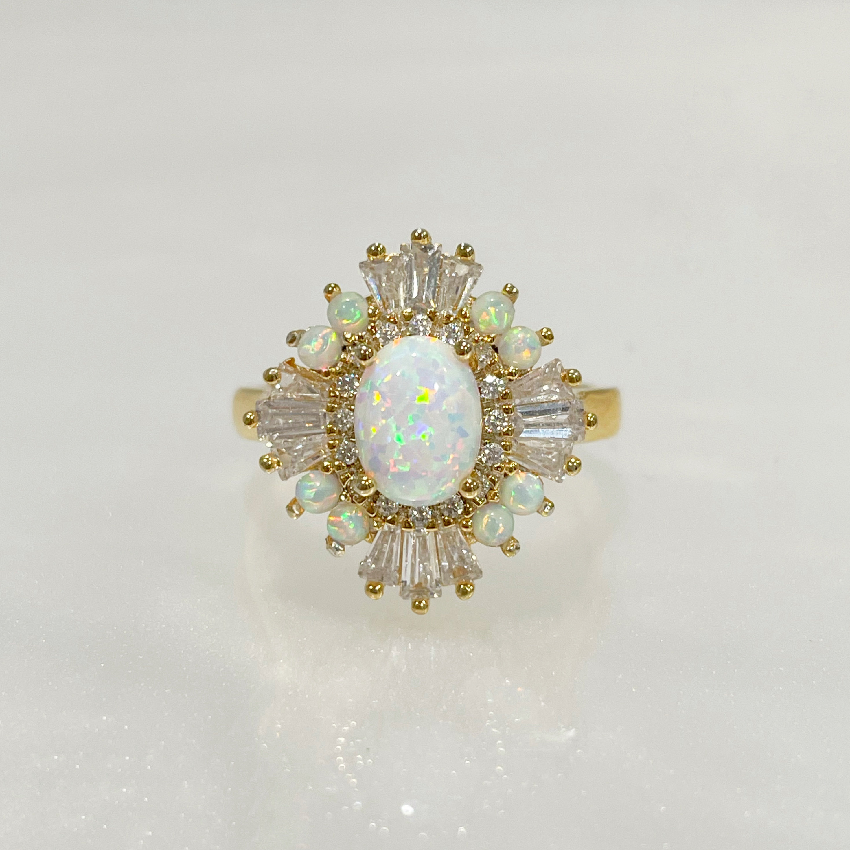 5ct Halo Oval Cut Opal Sapphire Engagement Ring
