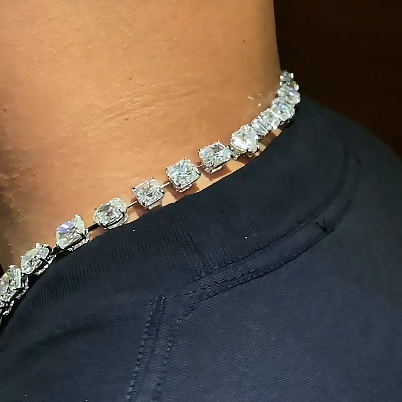 Multi-Cut White Sapphire Men's Necklace