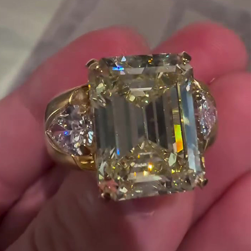 6ct Three-Stone Emerald Cut Yellow Sapphire Men's Ring