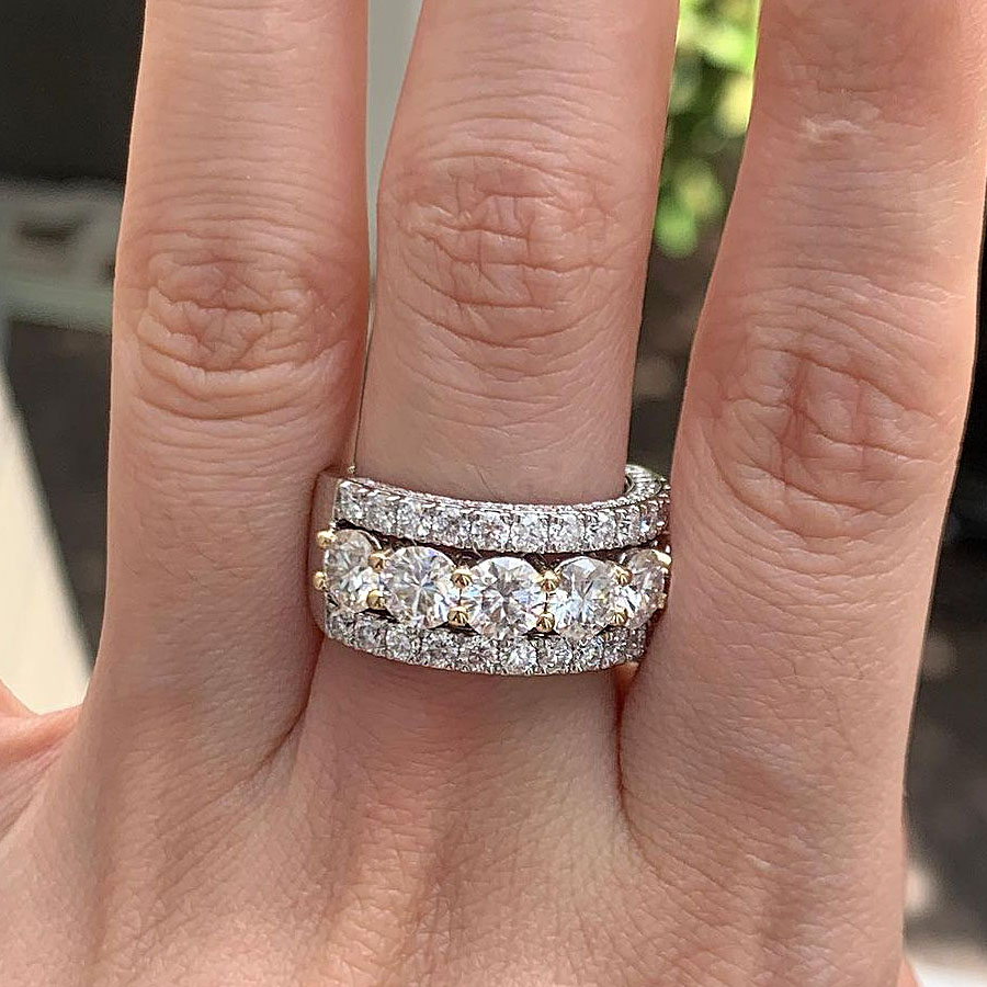 6.25ct Round Cut White Sapphire Half Eternity Ring