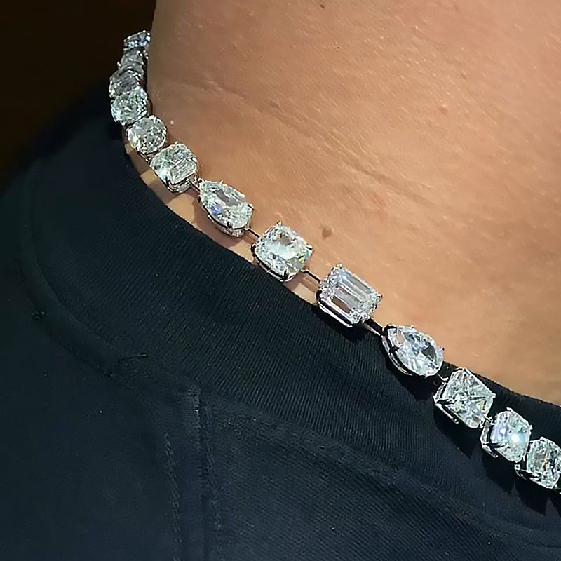 Multi-Cut White Sapphire Men's Necklace