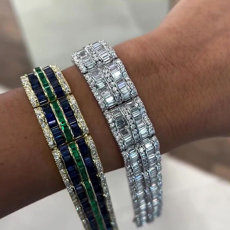 Channel Setting Three Tone Gemstone Bracelet