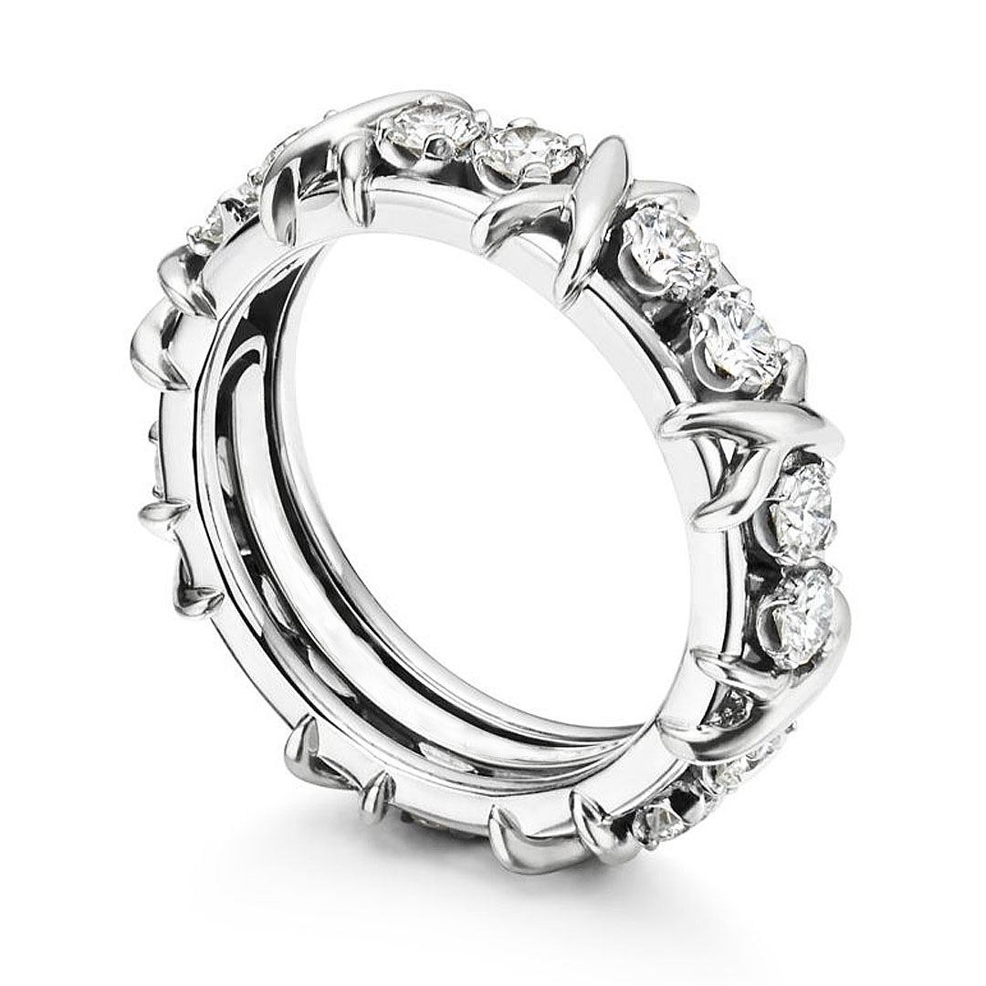 Luxury 16-Stone Ring For Women In White Gold