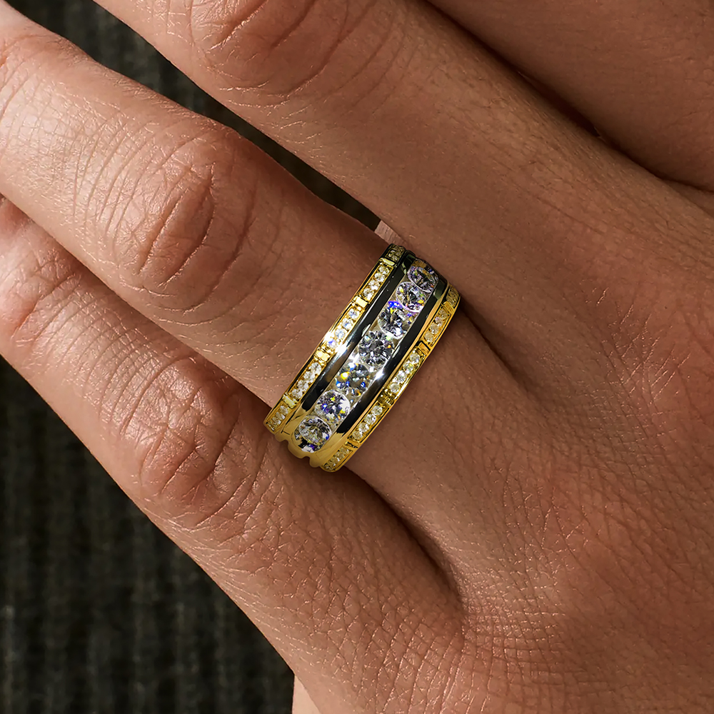 3.5ct Round Cut White Sapphire Men's Eternity Ring