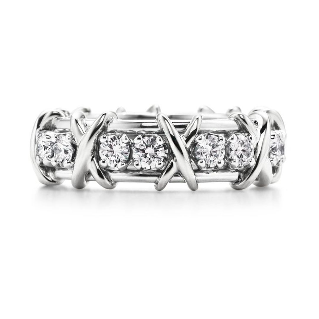 Luxury 16-Stone Ring For Women In White Gold