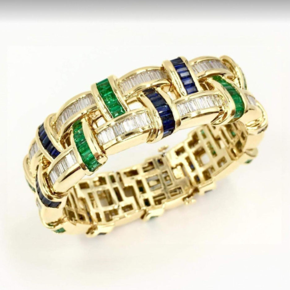 Fashion Emerald Cut Multi-Color Gemstone Bracelet